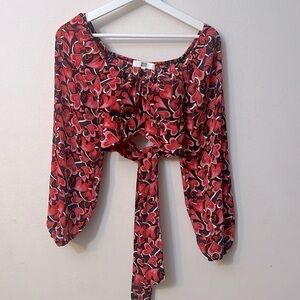 Madden NYC heart design blouse size S padded breast and long sexy lace Y2K